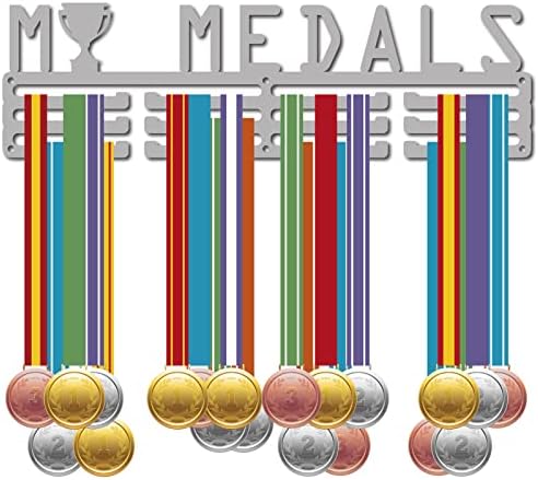 Moje medalje Medalje Medalj Držač Sportski prikaz Zidni vješalica za vešalice Dekor od nehrđajućeg čelika Viseće za atlete Home Badge Medalist Trophy pobednika pobednika preko 60 medalja 15,7 x 4,6 inča