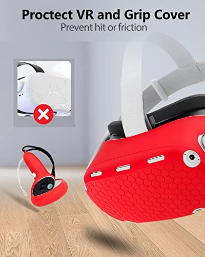 Hanpusen 4-IN-1 silikonski poklopac za Oculus Quest 2 Pribor, Controller Grips Poklopac, protiv maglog VR Poklopac za lice, VR slušalica Zaštitni poklopac, Shakes Stick Caps
