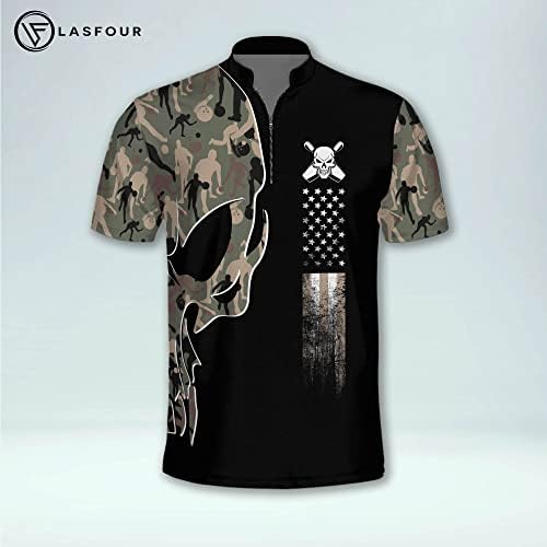 Lasfour Custom 3D dresovi za kuglanje za muškarce, personalizirane košulje za kuglanje za muškarce, majice s lubanje kuglanje za muškarce i žene