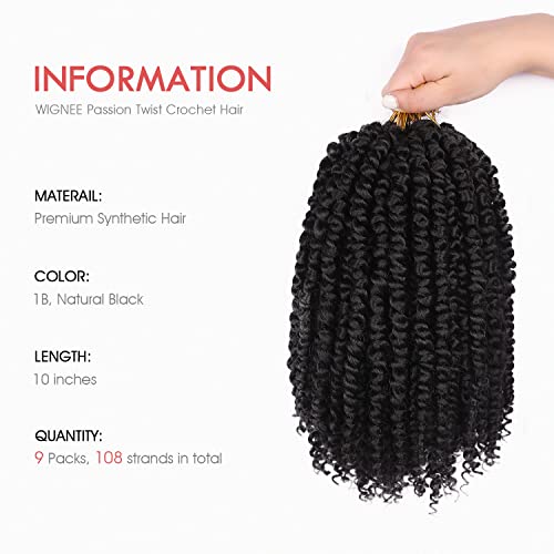 WIGNEE Passion Twist Hair 10 inča Pre Looped Passion Twist Heklana kosa za crne žene prirodni crni Locs Heklana kosa