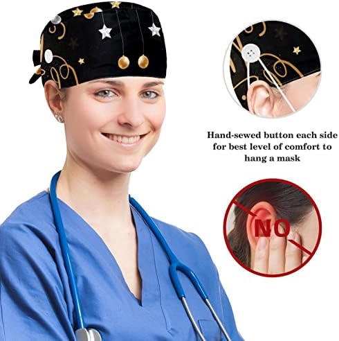 Božićni crni radni šešir Podesivi kape za piling s tipkama i luk za kosu za medicinsku medicinsku medicinsku medicinsku sestru i ljekaru