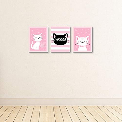 Velika tačka sreće Purr-Fect Kitty Cat - mačiće Miow Raoš zid i dječji ukrasi sobe - Ideje za poklon - 7,5 x 10 inča - set od 3 otiska