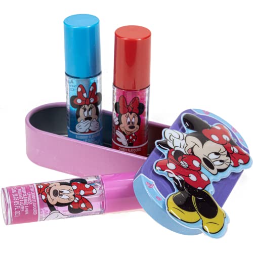 Townley Girl Disney Minnie Mouse na biljnoj bazi 3 kom aromatizirano sjajilo za usne sa limenim kozmetičkim setom