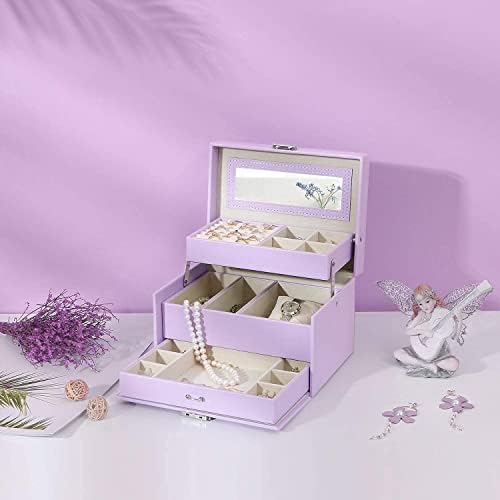 BEWISHOME 3-slojna kutija za nakit kutija za organizatore nakita za žene djevojke torbica za čuvanje
