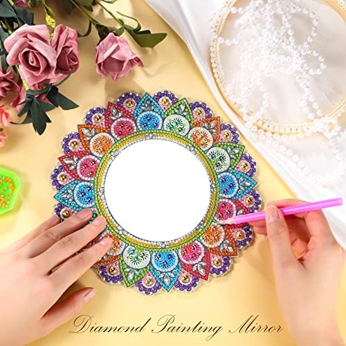 Uradi sam dijamantsko ogledalo za farbanje Mandala Crystal Diamond Painting Kit ploča u obliku 5D Diamond Art Makeup ogledalo za odrasle djecu početnike Božićni rođendanski pokloni Umjetnički zanati Kućni zidni stol dekor