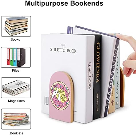 Krofna sa jednorogom drvene Bookends Non-Skid knjige stalci za knjige Knjiga završava podržava