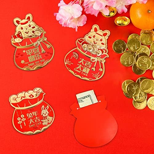 24 komada kineske Nove godine crvene koverte, 2023 godina zeca kineske Hong Bao Crvene džepne koverte,