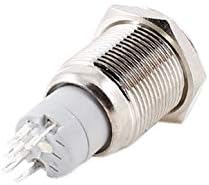 X-Dree Bijela LED žarulja 5-pinski momentalni 16 mm metalni tipki prekidač (INTERRUTTORE A Pulsante Metallico A 12 Pin Momentaneo da 16 mm Con Lampada A LED 12V
