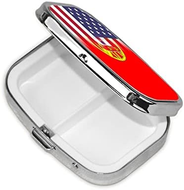Kvadratna Mini kutija za pilule sa američkom zastavom i Portugalskom zastavom putni odjeljci za lijekove Organizator Prijenosna metalna futrola za pilule