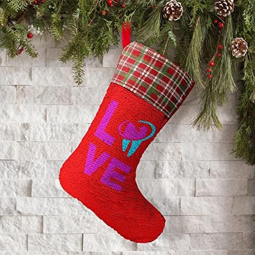 Ljubavni stomatološki higijenistički sekfin božićne čarape Reverzibilna boja Promjena čarobnog zaliha za Xmas Tree Kamin Viseće čarape