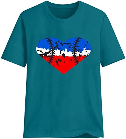 Ženska ljetna majica vrhovi ljubavne srčane baseball majice Redovna fit crewneck tee majice Trendi grafički