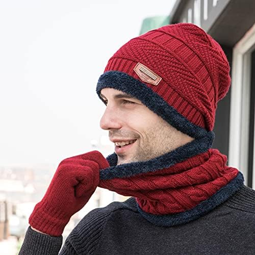 Šešir trodijelni pleteni zimski rukavice otporne na vjetar zimski pleteni šešir muški topli muški šešir od Coon kože