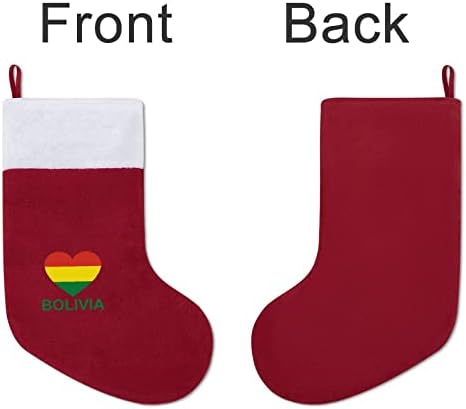 Ljubav Bolivia Božićni čarapa Obiteljske čarape Dekor Slatke viseće ukrase ukrasi za Xmas 8.2 x 16.5