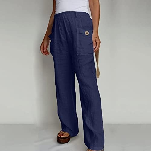 Blukids pamučne hlače za žene pamučne linije hlače za žene Ženske hlače od pune boje Ljetne casual capris hlače žene