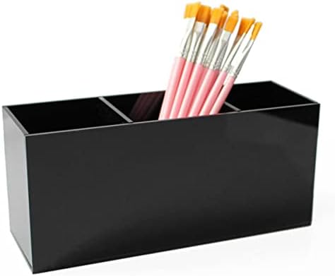 STOBOK Box Brushes Remote Multi-Grid Cosmetics Acrylic Black Home Grid Cup Makeup Vanity countertop