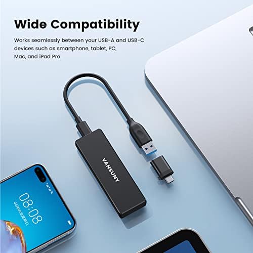 Vansuny 1TB USB 3.1 Prijenosni vanjski SSD, 1050MB / s brzi USB C Mini Metal Prijenosni vanjski SSD uređaj za PC, Laptop, telefone i još mnogo toga