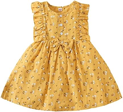 XBGQASU Girls Veličina 10 Ljetnih odjeća za bebe princeze Bowknot Odštampana haljina TODDLER ruffles