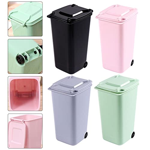 Cabilock Mini dustbin desktop 4pcs Mali smeće može mini stol kantu za smeće sa poklopcem Organizator smeća za smeće bin Olovka za šalice za odvoz otpada za uredske zalihe