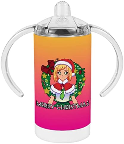 Sretan Božić Sippy Cup-Anime Stil Baby Sippy Cup-Slatka Djevojka Sippy Cup