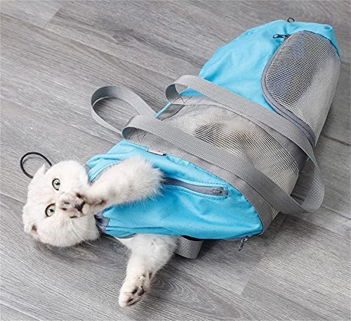 Podesive sigurnosne torbe za mačke/psa protiv ujeda i ogrebotina za injekcije, lijekovi - viseće mreže za kućne ljubimce za veterinarske posjete, torbe za dotjerivanje mačaka za podrezivanje noktiju,, plava