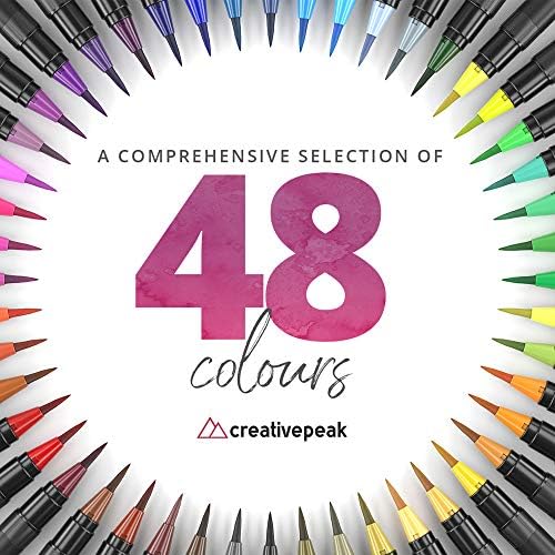 CreativePeak olovke za vodene boje - 48 Živih bonova i 2 četkice za miješanje - Premium kvalitetna