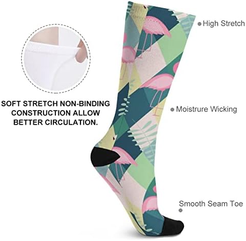 Slatka retro flamingo tiskana boja podudarajuća čarape atletski koljena visoke čarape za žene muškarci