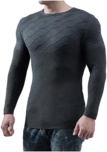 Muški lagani džemper od pune boje O-izrez Slim Fit pletene košulje od dna dugi rukavi bazni sloj pulover vrhove
