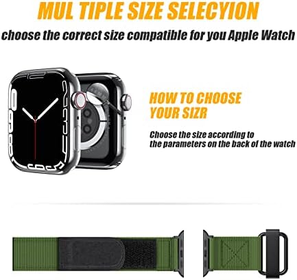 Cuzow Kompatibilan sa Apple Watch Band, najlonska remena sa kožom Velcro za Apple sat 45mm / 44mm / 42mm / 38mm, IWATCH zamjenski opseg za seriju 7/2/1 / 1 / SE Muškarci