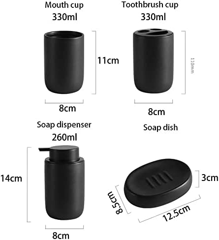 N / A pribor za kupatilo dozator tečnog sapuna Crna keramička četkica za zube držač čašice sapuna