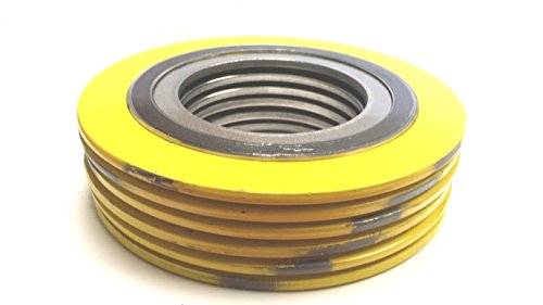 Sterling brtva 9000IR5304GR900x6 304 Spiralna brtva od nehrđajućeg čelika sa 304S-a unutarnji prsten i fleksibilan grafitni punilo, za 5 cijev, klasa pritiska 900 #, žuta sa sivom prugom