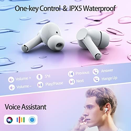 Bežične slušalice Bluetooth slušalice 60H vrijeme reprodukcije LED displej za punjenje futrola Bluetooth 5.3 slušalice sa mikrofonom za poništavanje buke, Stereo zvuk, IPX5 slušalice za iPhone / Samsung / Android / iOS