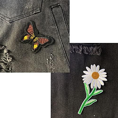 Saktopdeco 20 kom. Butterfly cvjetni flastevi SEW Gvožđe na DIY vezeni zakrpa za popravku za jeans jaknu kape