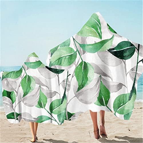 DHTDVD Ostavlja printu Nosiva plaža od mikrovlakana Poncho ručnik s kapuljačnim blagim pokrivačem za
