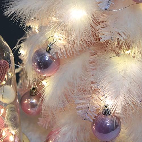 TABLETOP CHIZILNO Drvo, mini upaljeno božićno drvce, umjetni božićni bor s LED svjetlima i ukrasima -pink 45cm