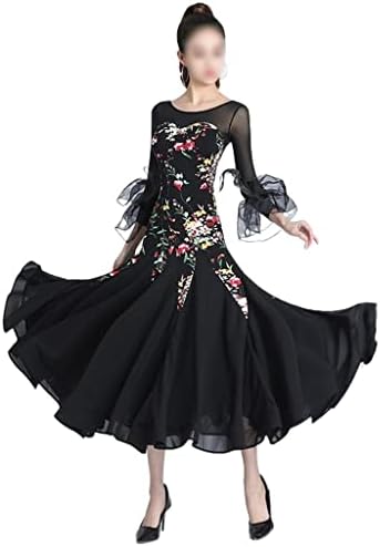 ZlxDP National Standard Dance Odeća cvjetna sala za dugih rukava Latinska plesna takmičarska haljina haljina