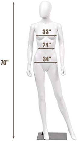 Giantex 5,8 ft Ženski maneken Podesivi odvojivi manikin sa metalnim postoljem plastično punim tijelom, bijelo