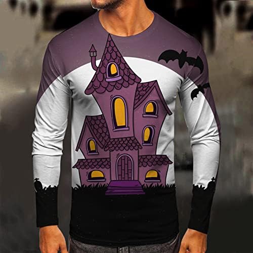 XXBR HOLLOWEEN T-majice za muške, casual party haunted house print dugih rukava Novost grafički vitak