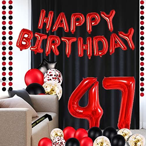 Crveni 47. rođendanski ukrasi za rođendanu Crvena tema 16inch crvena folija sretan rođendan Balloons Banner