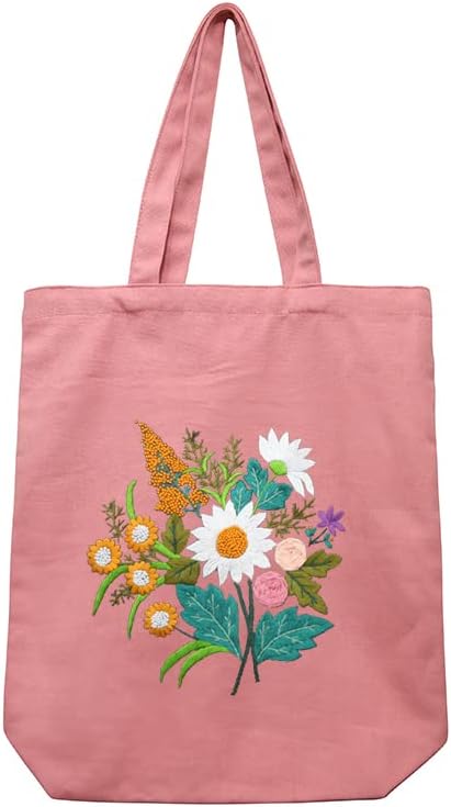 Komplet za vezenje Lightcoral platnene torbe, umjetnički uzorak cvijeća,kompleti za ukrštene
