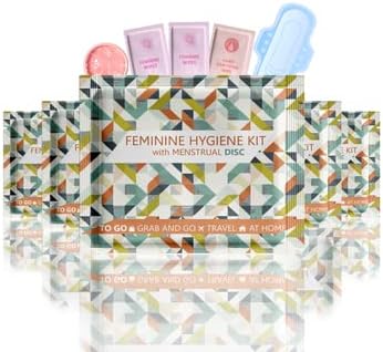 Komplet menstrualnog diska sa Pad - 5 paketom | pogodnost u pokretu | period komplet za putovanje iz kuće / pokriva sve tokove / pojedinačno Umotani Proizvodi za žensku higijensku njegu