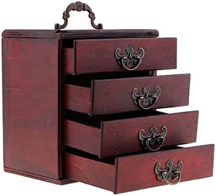 LIUYUNQI Antique 4 sloja Skladištenje kutija za pohranu Kutija za obrtni trenerke Drveni umjetnički