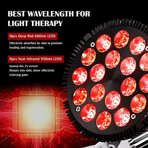 Valuedubut crvena lampica lampica -18 LED infracrvena žarulja sa stezaljkama sa utičnicom 660nm crvena i 850nm u blizini infracrvene kućne terapije crvene svjetlosne terapije za ublažavanje bolova, njegu kože i ugađanje za obnavljanje kože