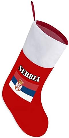 Srpska zastava Božićne čarape crveni baršun sa bijelom torbom za bombone Xmas ukrasi i pribor za