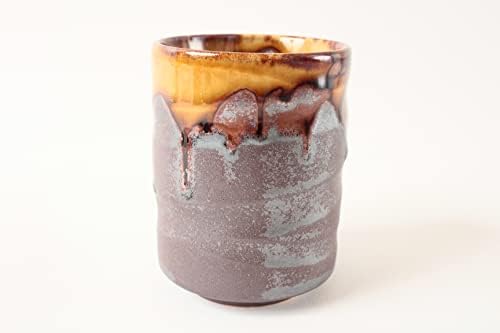 Mino Ware Japanese Pottery Yunomi Chawan Čaj za čaj Amber & Russet Red Made u Japanu rsy031