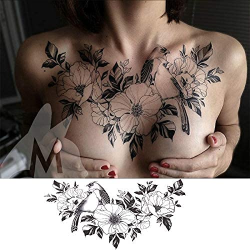 Extra velike privremene cvjetne tetovaže za žene za žene Privremena vrata Dugotrajna temp Realistic Lažna jedinstvena