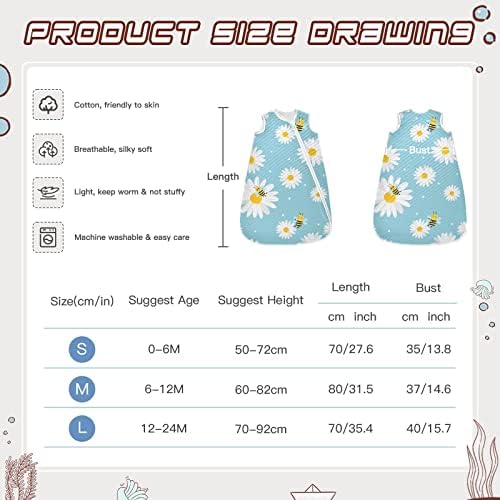 VVFelixl vreća za novorođene bebe - tratinčica Flowers Bee Baby Nosivi pokrivač - vreća za spavanje za spavanje za dječje - spavanje za dijete 12-24 mjeseca