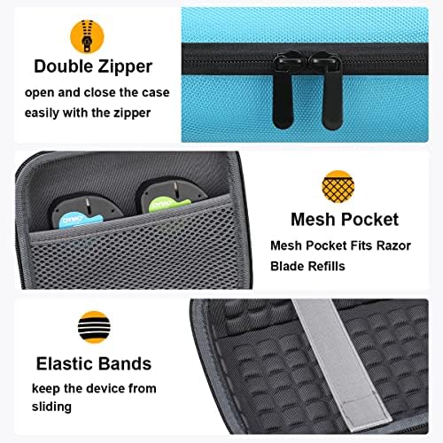 Elonbo torbica za DYMO LetraTag 200b Bluetooth proizvođač etiketa, kompaktna zaštitna torba za štampač naljepnica, dodatni unutrašnji mrežasti džep odgovara papirnim kablom za naljepnice. Plava
