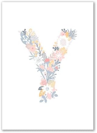 Cvjetni abeceda Votron Florabet Slika Art Platnete Plakati i otisci za ružičastu dječju kockice