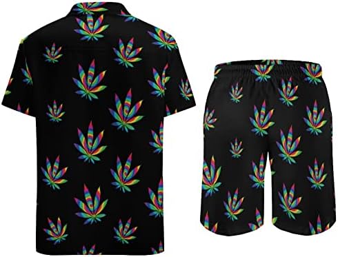 Weedkeycat Tie Dye Hered Muška odjeća od plaže 2 komada Havajska gumba dolje majica kratkih