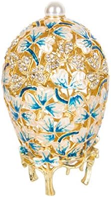 Qif Faberge Egg Style Ručno oslikana šarkasto nakit TRIKET kutija, vintage ukras za kućni dekor, jedinstveni poklon za porodicu